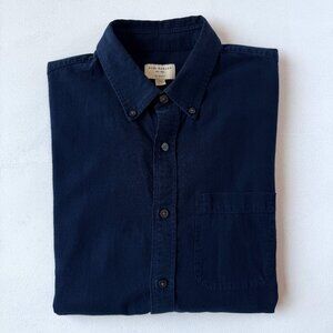 Club Monaco Slim Fit Navy Brushed Cotton Soft Button Down Shirt Size M